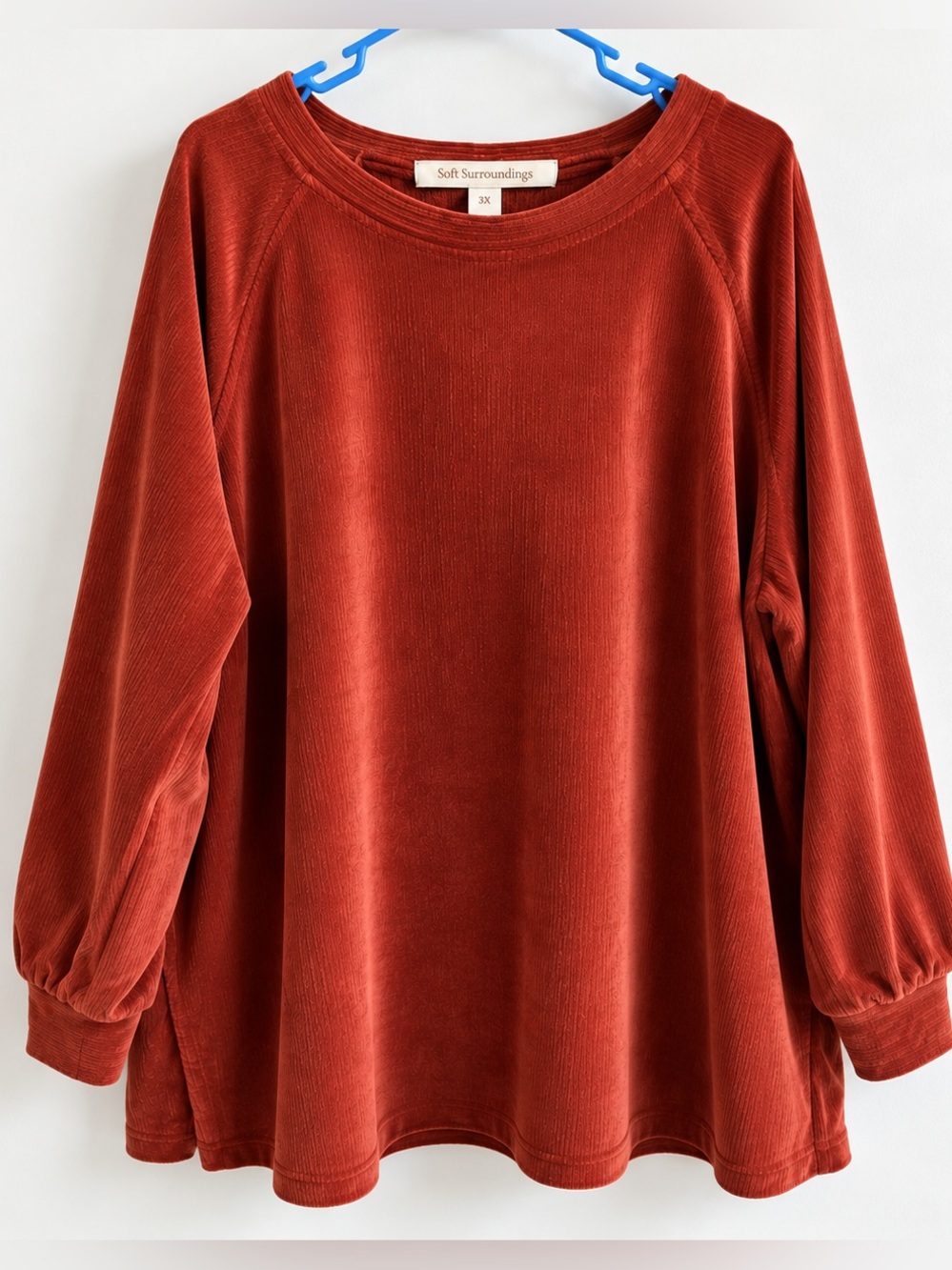 Soft Surroundings Caroline Pullover 3X Henna Corduroy Button-Back Tunic
